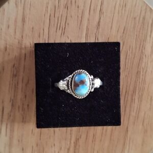 Ring Black Hills Turquoise and Sterling Silver Ring Size 9